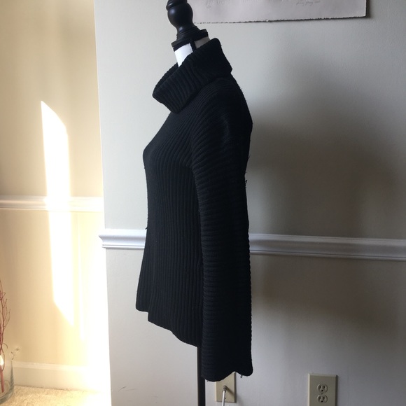 J crew wool bell cowl turtleneck sweater black - Picture 2 of 5